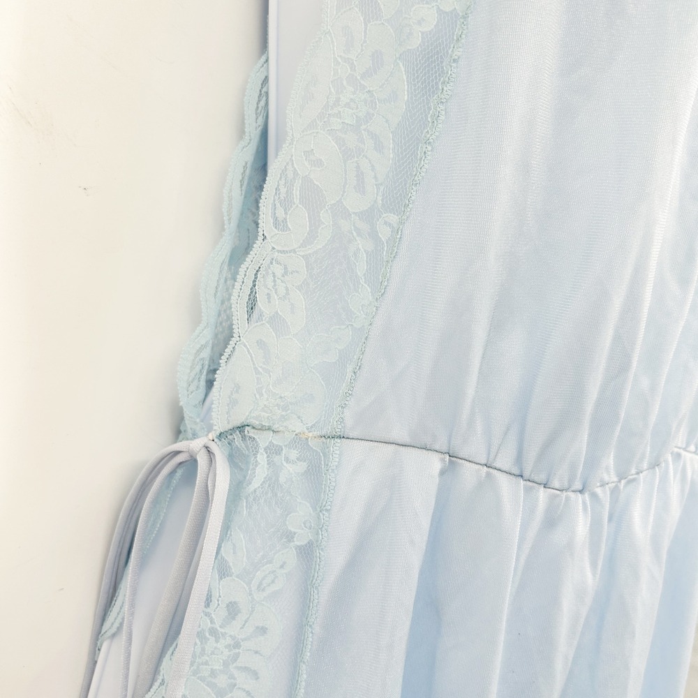 Pandora of California‎ Womens Vintage 70s Blue Lace Trim Coquette Nightgown XL - Picture 3 of 8